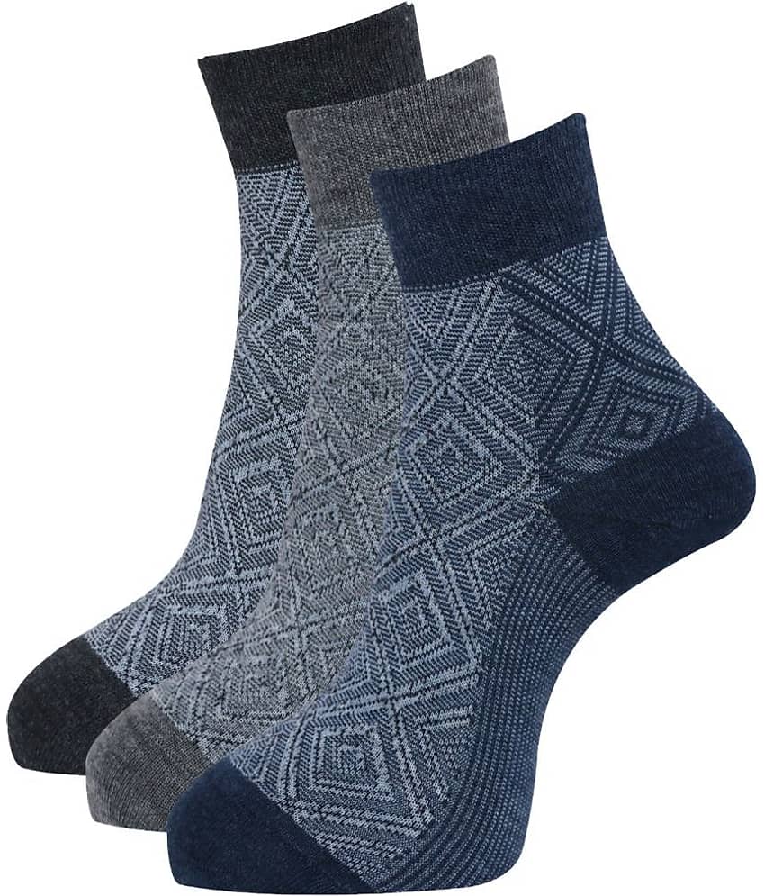 Dollar - Woollen Men's Printed Multicolor Ankle Length Socks ( Pack of 3 )