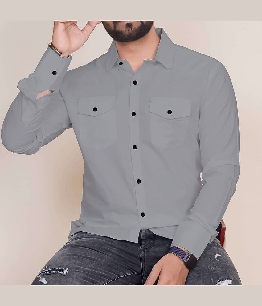 Qlonz store Cotton Blend Regular Fit Solids Full Sleeves Men's Casual Shirt - Yellow ( Pack of 1 )