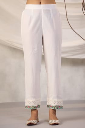 Firdous Nasrine Relaxed Fit Cotton Pants-XL / Offwhite / Offwhite