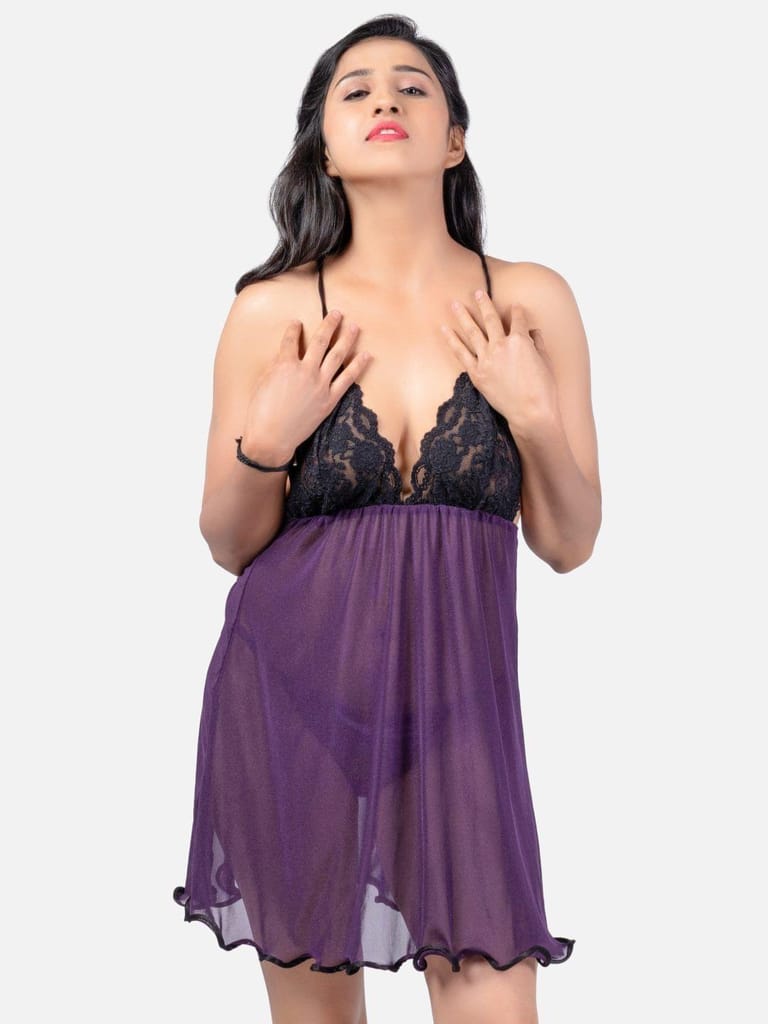 Hot Net Honeymoon Purple Babydoll Bikini Night Dress K4KJ - Nightwear & Loungewear | Buy online on ZillyBuy