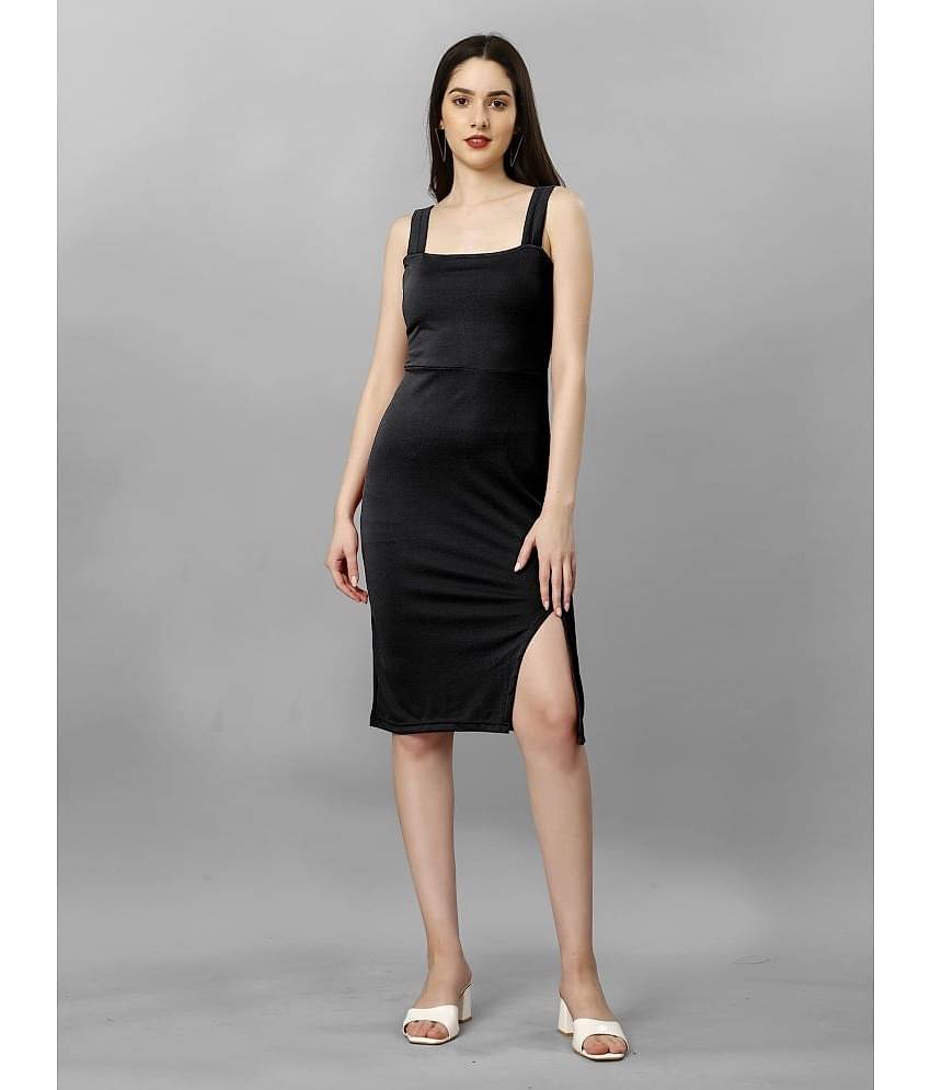 JULEE Women Polyester Solid Side Slit Dress ( Teal )