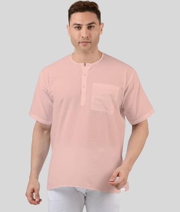 Maharaja Cotton Plain Regular Kurta For Men ( Peach )