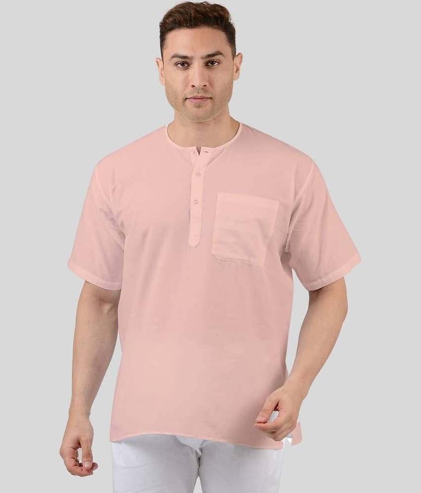 Maharaja Cotton Plain Regular Kurta For Men ( Peach )