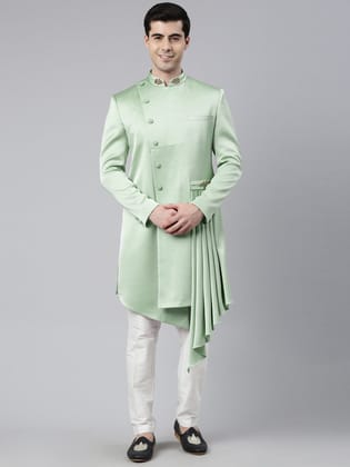 Green Draped Indo Set-Made To Measure / Indo Pant Set
