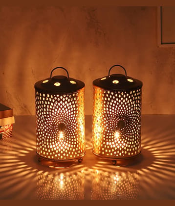 Urban Hamlet Gold Table Top and Hanging Iron Tea Light Holder - Pack of 1