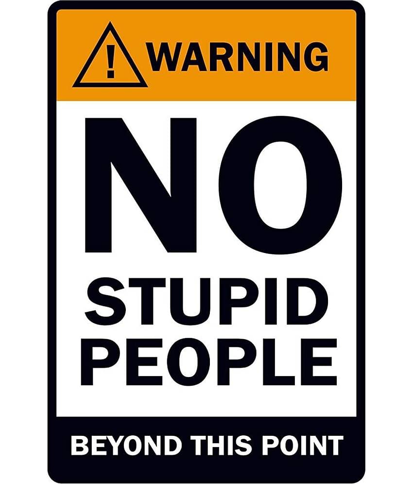 Asmi Collection No Stupid People Beyond This Point Self Adhesive Wall Sticker ( 45 x 30 cms )