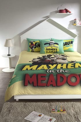 DDECOR - Viacom Collection 100% Cotton Kids & Teens Pattern 210TC King Bedsheet |229 CM X 274 CM| with 2 Pillow Covers - Yellow