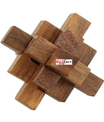 BuzyKart® Handmade Wooden Crystal IQ Teaser Puzzle - 3D Magic Game Mini Cross For Children - Unique Kids Gifts
