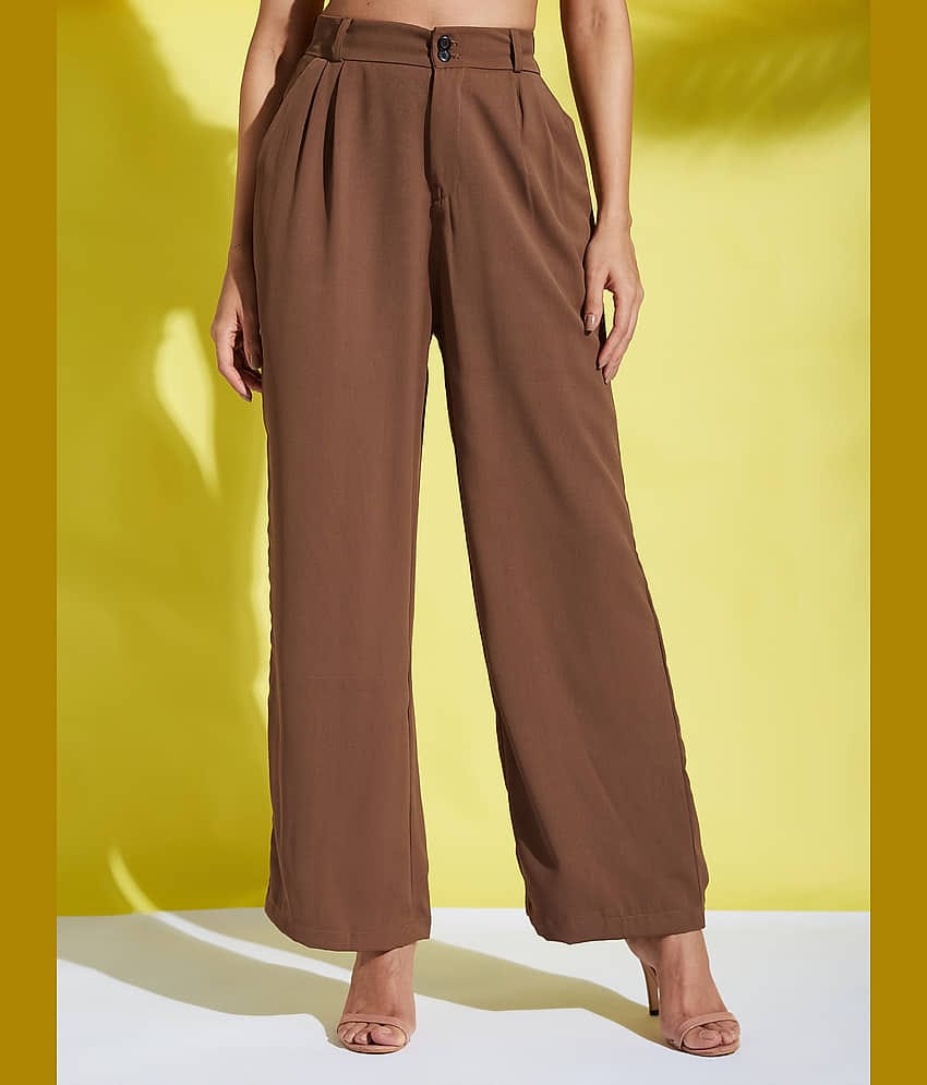 Aahwan Pack of 1 Cotton Blend Relaxed Women's Casual Pants ( Brown )