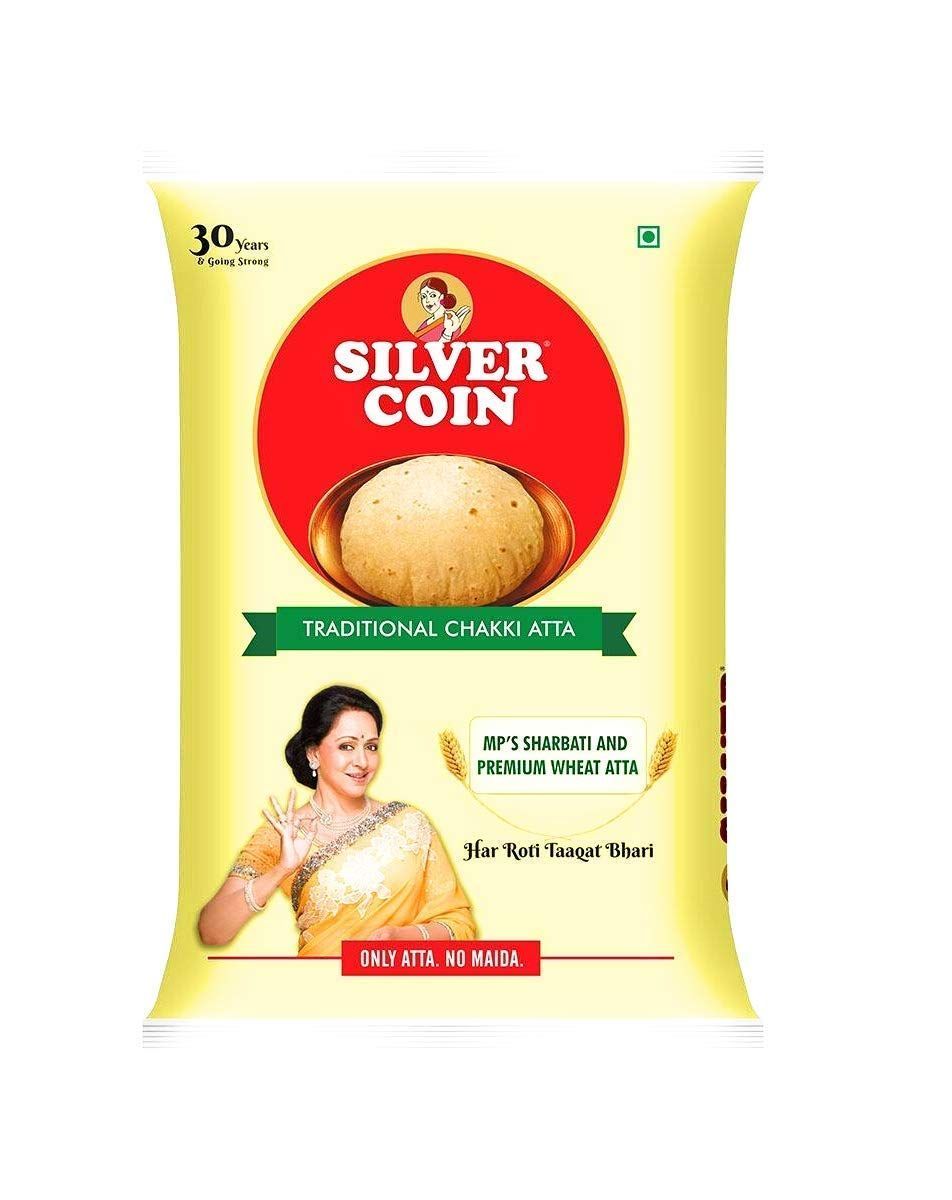 Silver Coin Traditional Chakki Atta, 5 kg Pouch