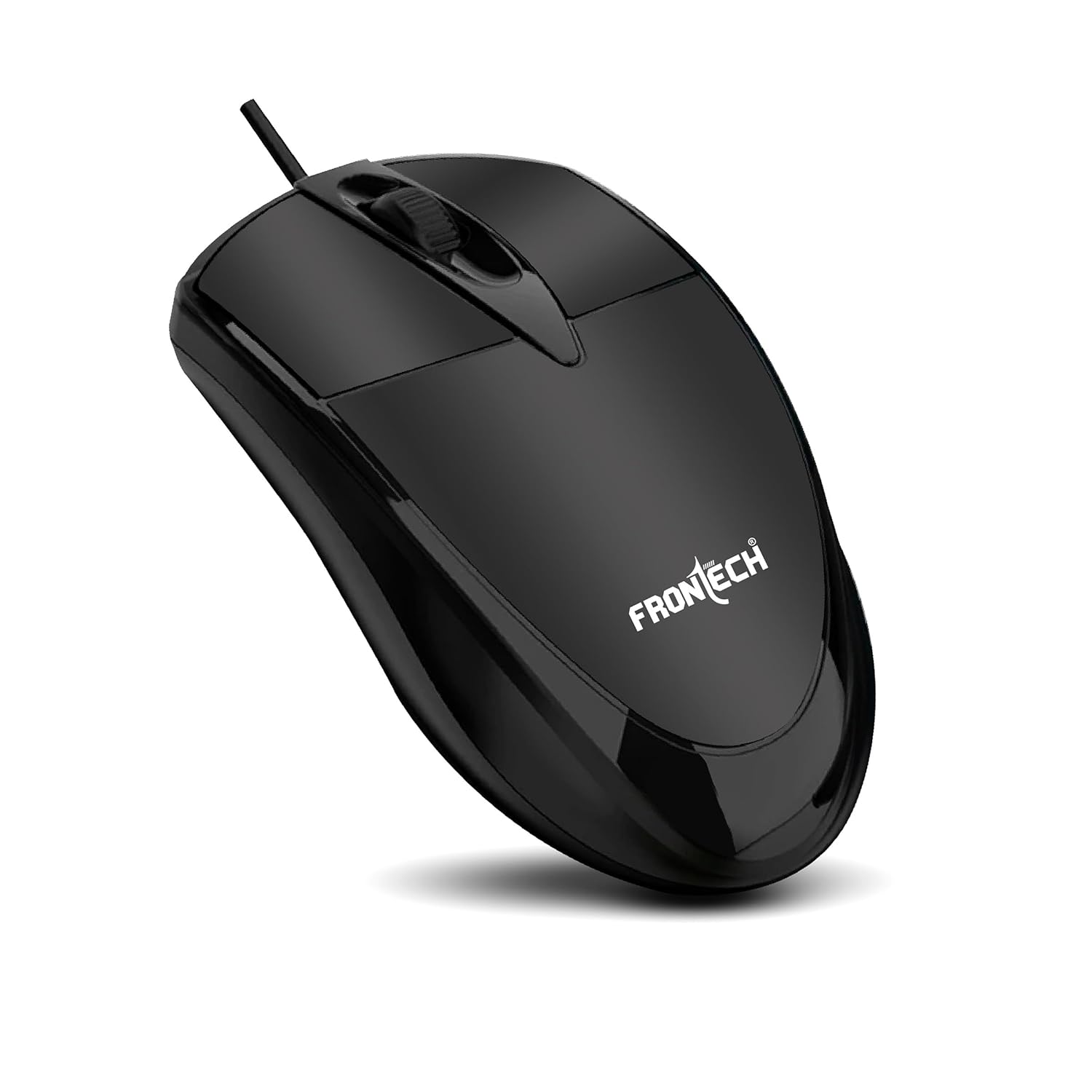 FRONTECH Power Wired USB Mouse, 3-Button, 1000 DPI Optical Sensor, Plug & Play