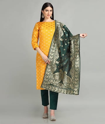 Hritika - Yellow Straight Brocade Women's Stitched Salwar Suit ( Pack of 1 )