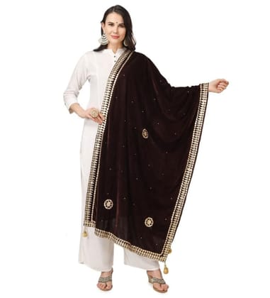 Women's Velvet Gotta Patti Dupatta (Brown)-PID46946