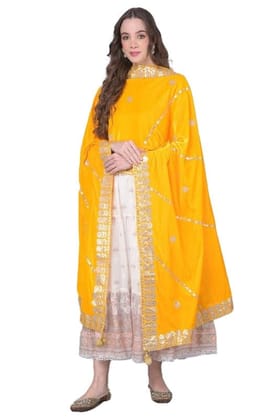 Women's Velvet Gotta Patti Dupatta (Yellow)-PID46974