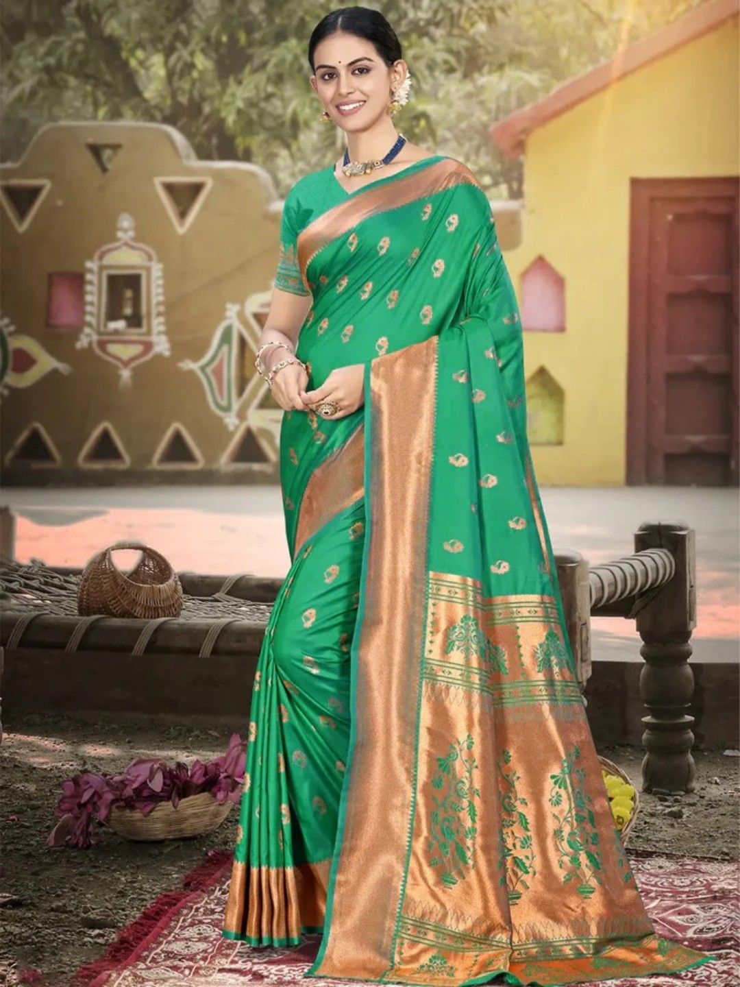 Rama Green Silk Saree
