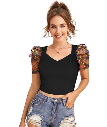 Women's Western Wear Hosiery Crop Top L (Black)