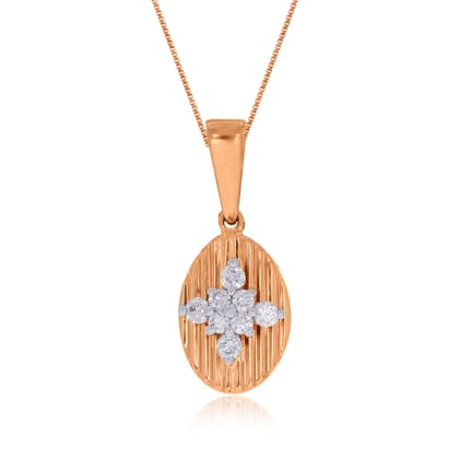 Senco Gold Oval Allure Diamond Pendant (2 gram / 0.22 Ct / GH-VS / 14K Rose Gold)