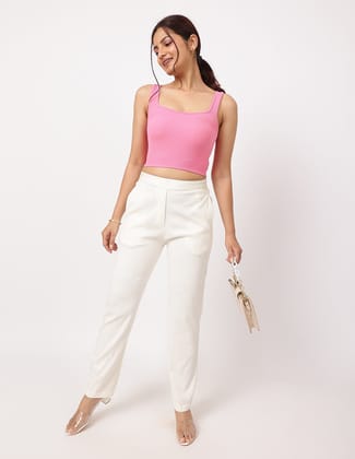 White Stretchable Pants-S