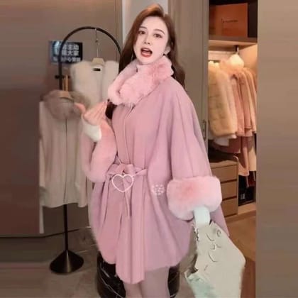 Maurice woollen cape-Pink / XS