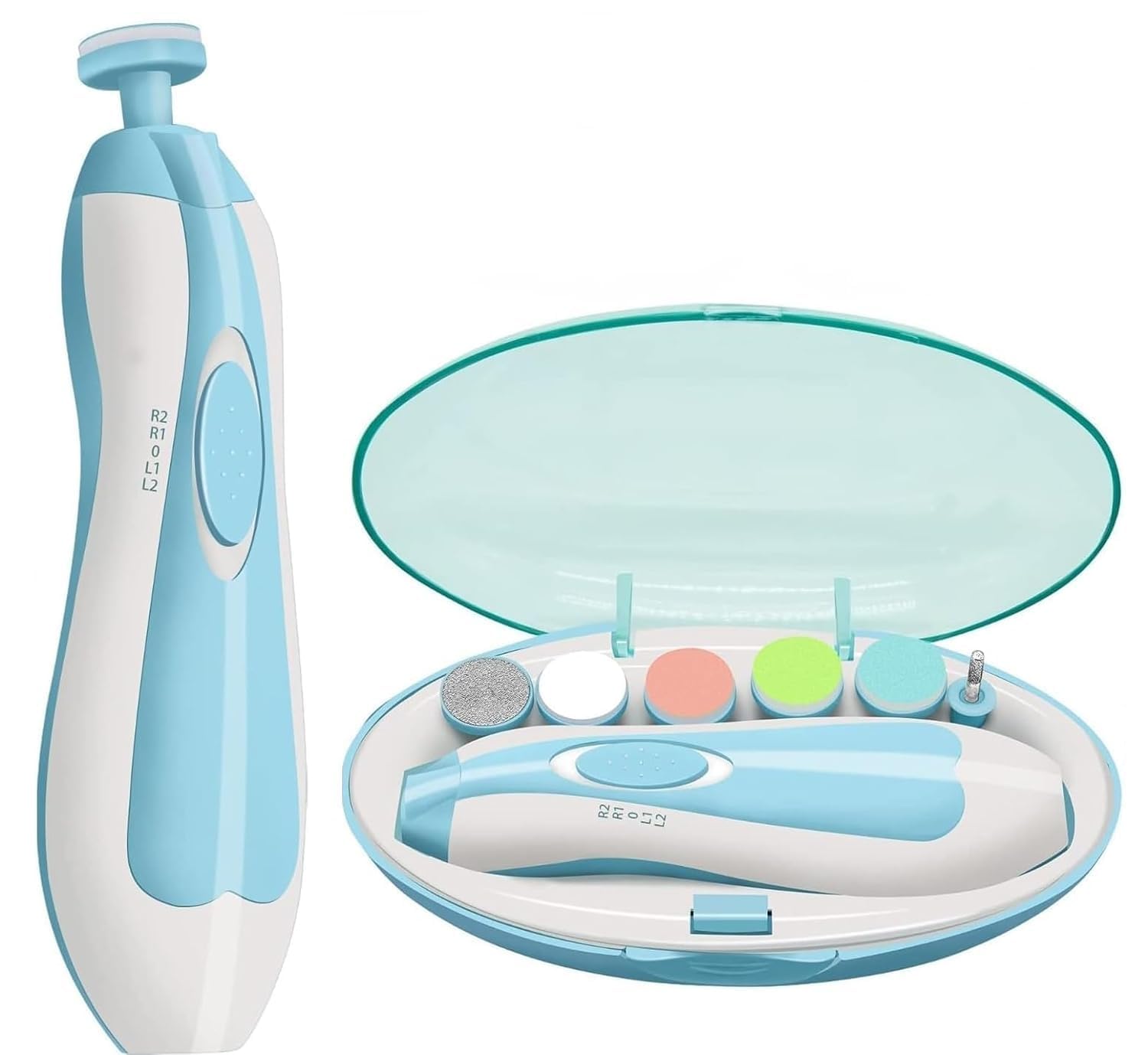 Baby Nail Trimmer New Born with Lights | Electric Baby Nail Cutter 0-6 Months with Multiple Filer Heads Adjustment | New Born Baby Products, Pack of 1 (Multicolour)