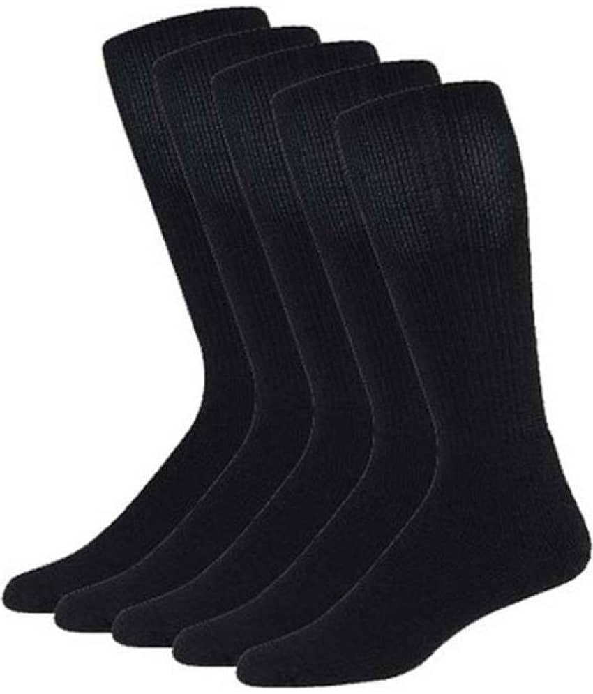 Tahiro Black Cotton Mid Length Socks  - Pack Of 5