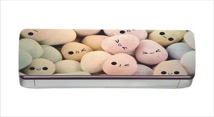 DreamKraft Decorative Stone Balls with Face Emoji AC Sticker (Multicolor PVC Vinyl, 30cm X 91cm)