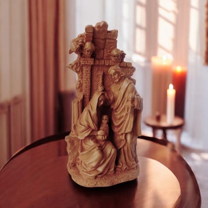 AMS Jesus Christ Idol Holy Family with Jesus, Mary & Joseph Premium Handcrafted Statue Perfect Figurine for Home Decor, Prayer Room & Gifting 20 Cm