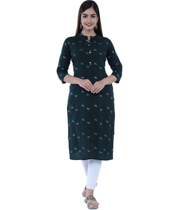 GlowWorld Viscose Blend Printed Straight Women's Kurti - Green ( Pack of 1 )