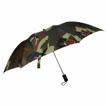 Fendo 2 Fold Umbrella For Mens and Womens | Wind And RainProof Umbrella - 2 Fold With Auto Open And Close (Military/silver,24.5 In) ()