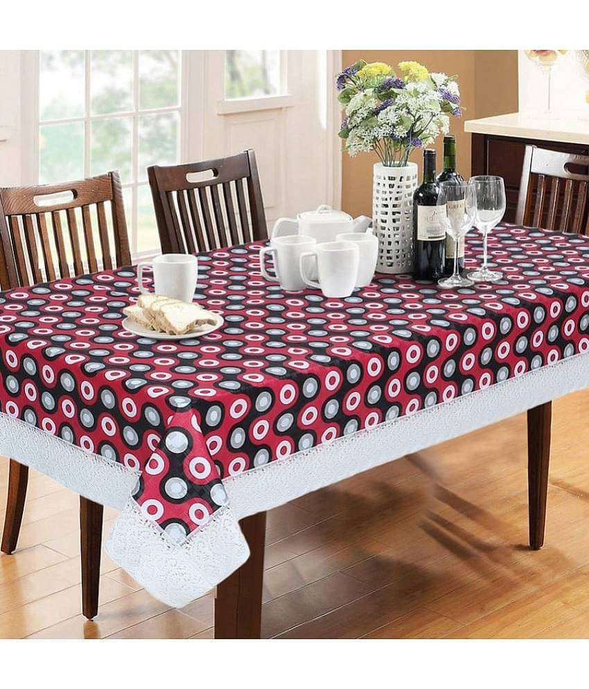 Printed PVC 6 Seater Rectangle Table Cover ( 228 x 152 ) cm Pack of 1 Red