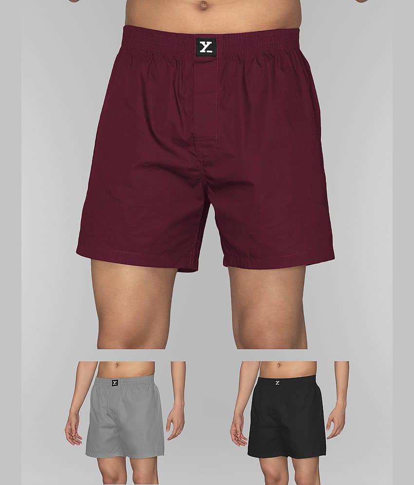 XYXX Pack of 3 Cotton Boxers For Men's ( Multicolor )