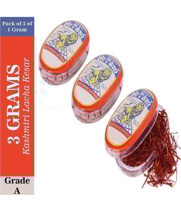 Lion Brand Grade A Kashmiri Lacha Kesar/Saffron Value Pack Grade A Kashmiri Lacha Kesar/Saffron 3 gm Pack of 3