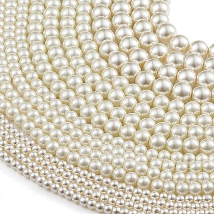 20 Strands (Approx.2525 Pcs) 4mm 6mm 8mm 10mm Glass Pearl Beads Round Loose Spacer for Jewelry Making Party Wedding Hobby Craft and DIY Jewellery, BMIX-023
