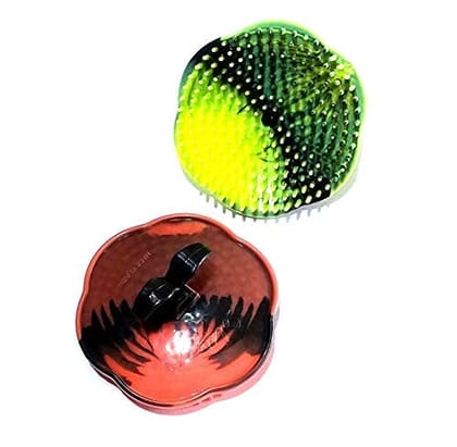 Nawani Portable Pocket Hair Comb Set of Fingers Small Round Hair Brush Shampoo Brush Scalp Massage Comb (Pack of 2) Size 8/5 cm, Multicolour