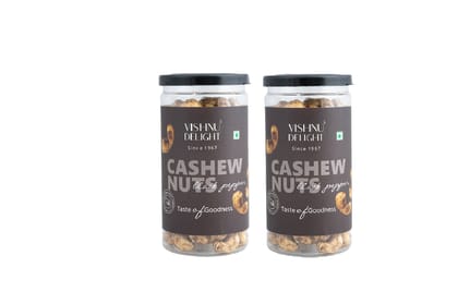 Vishnu Delight Crunchy Black Pepper Flavored Cashews 85gm Jar - Spicy, Delicious, and Perfect for Snacking Pack of 2