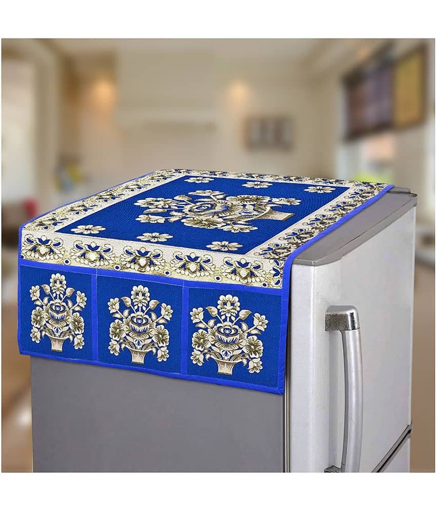 E-Retailer - Blue Polyester Fridge  Top Cover (Pack of 1)