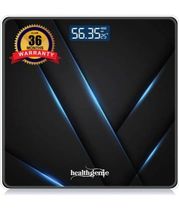 Healthgenie Digital Weight Machine Thick Tempered Glass LCD Display-Black Glass Weighing Scale