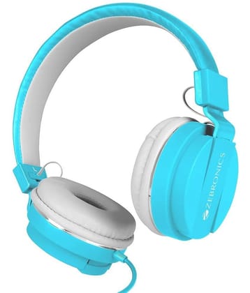 Zebronics Zeb-Storm 3.5 mm Wired Headphone Over Ear 0 Hours Playback Powerfull bass IPX4(Splash & Sweat Proof) Blue