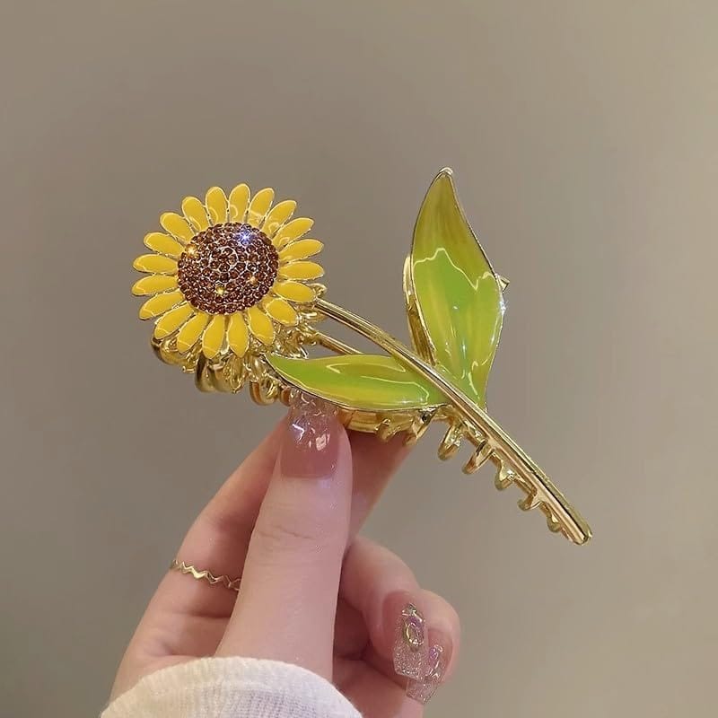 Sunflower Metal Hair Claw Clip