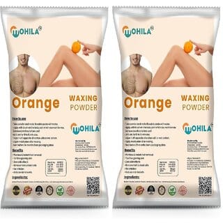 2 Packs of Mohila Hair Removal Orange Wax Powder for Men Women Painless Body Hair Removal Wax Powder (100 gm each)