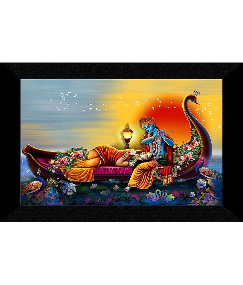Saf Radha Krishna Ji Religious Wall Hanging Painting With Frame