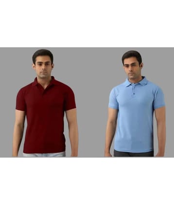 SKYRISE Pack of 2 Cotton Blend Slim Fit Solid Half Sleeves Men's Polo T Shirt ( Multicolor )