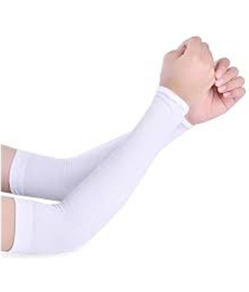 EmmEmm 2 Pcs Ultra Thin White Cool Arm Sleeves For Sun UV Protection in Cricket, Golf & Outdoors