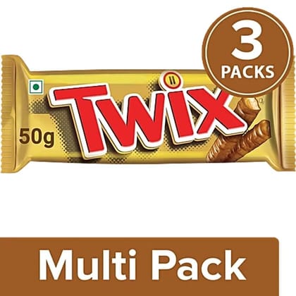 Twix Cookie Caramel Chocolate Bar, 3x50 g (Multipack) - 50 mL - 50 mL - One Unit