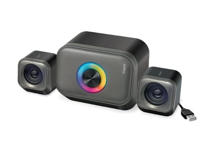 FINGERS StereoCuboid 2.1 Channel Multimedia Speaker (USB Powered | Dual Playback  Bluetooth & AUX | Dazzling RGB Lights | Powerful 13 Watts) - Rich Black + Slate Grey
