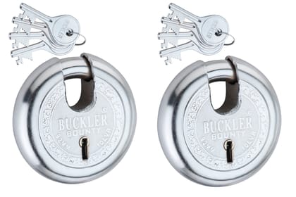 BUCKLER Bounty Heavy Duty Shutter Lock Main Door, Main Gate, Office, Home, Go-Downs for Extra Security (Iron-Steel, 92MM, 10 Levers with 4 Unique Keys 2 Piece)