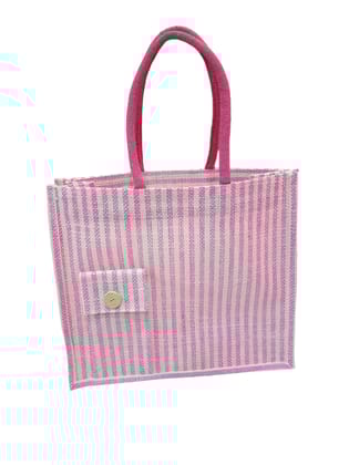 Eco-Friendly Full-Stamp Jute Shopping Bag with Mobile Pocket - Stylish, Durable, and Spacious Tote for Everyday Use