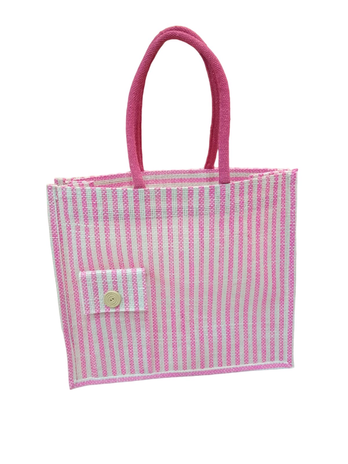 Eco-Friendly Full-Stamp Jute Shopping Bag with Mobile Pocket - Stylish, Durable, and Spacious Tote for Everyday Use