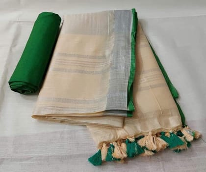 Sunny Slub Linen Hand Dyed Warm Yellow Saree