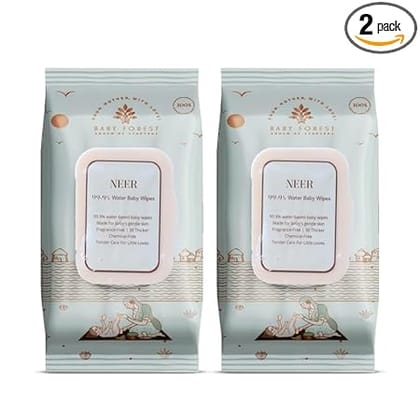 Baby Forest Neer 99.9% Water Baby Wipes- Pack of 2 | Ideal for 0 Plus Months | No Added Fragrance | Cruelty-Free | Plant-Based Formulations | Pack of 2 Wipes | Dermatologically Tested Baby Forest Neer 99.9% Water Baby Wipes- Pack of 2 | Ideal for 0 Plus Months | No Added Fragrance | Cruelty-Free | Plant-Based Formulations | Pack of 2 Wipes | Dermatologically Tested